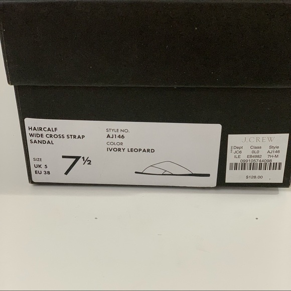 J. Crew NEW Leopard Calf Hair Cross Strap Sandals - Picture 5 of 8